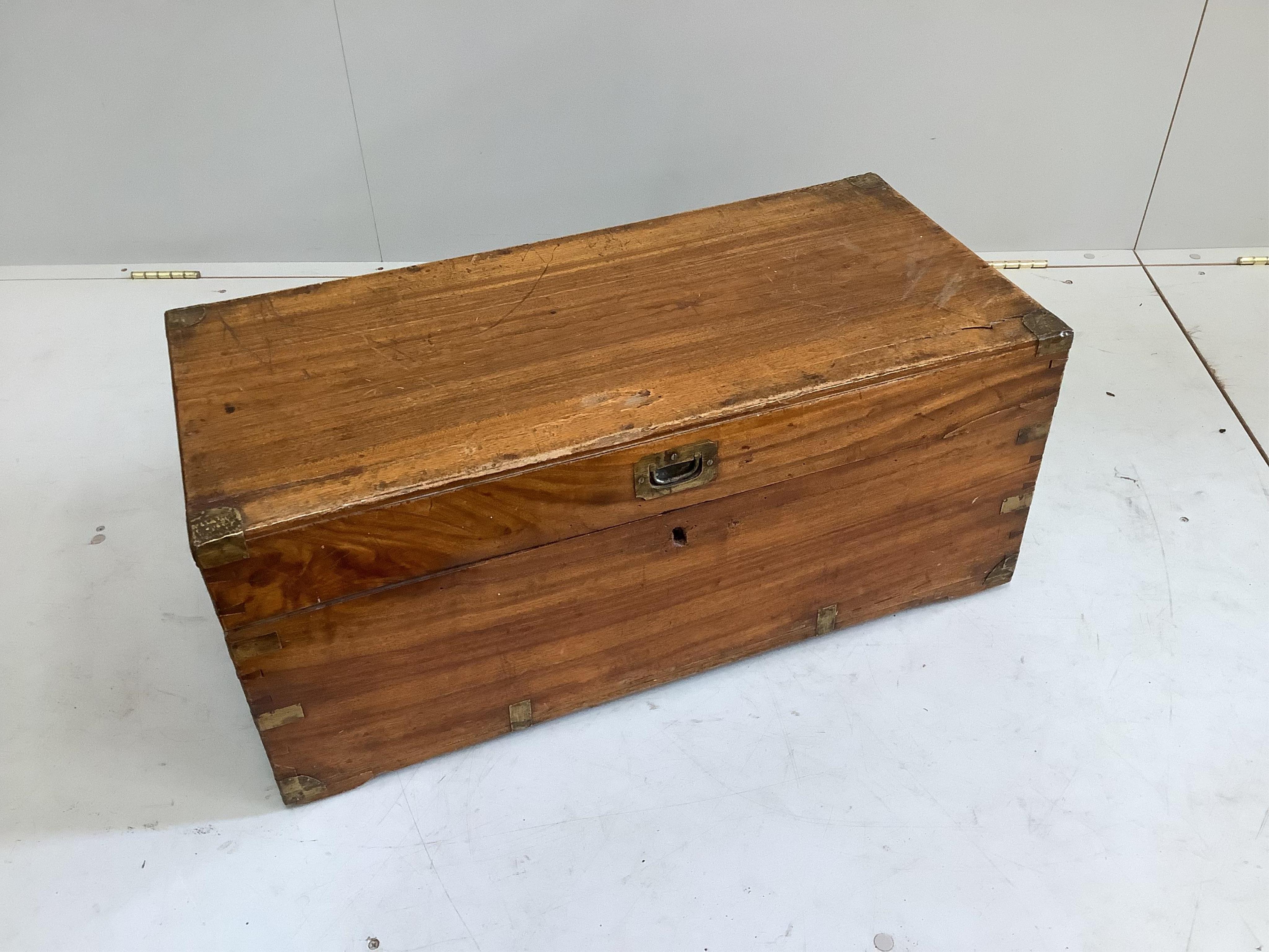 A small 19th century camphorwood trunk, width 80cm, depth 38cm, height 35cm. Condition - fair